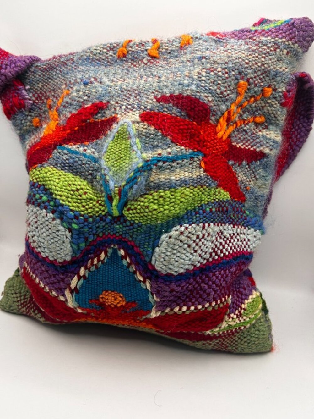 Vintage Lillian Barber Hand-Woven Wool Bag - Mid-Century Artisan Boho Bag - Picture 7 of 11
